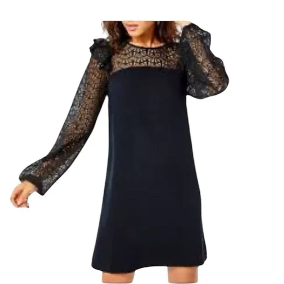 LILLY PULITZER Karolina Black Lace DRESS 12 Shift Ruffle Party Holiday Onyx - Picture 16 of 16